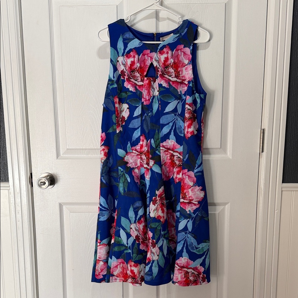 Dress Barn Blue Floral Midi Dress